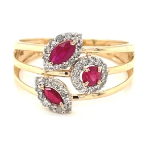 Ruby Diamond Bypass Ring