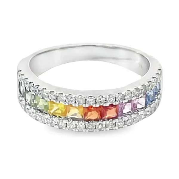 Rainbow Sapphire Diamond Ring