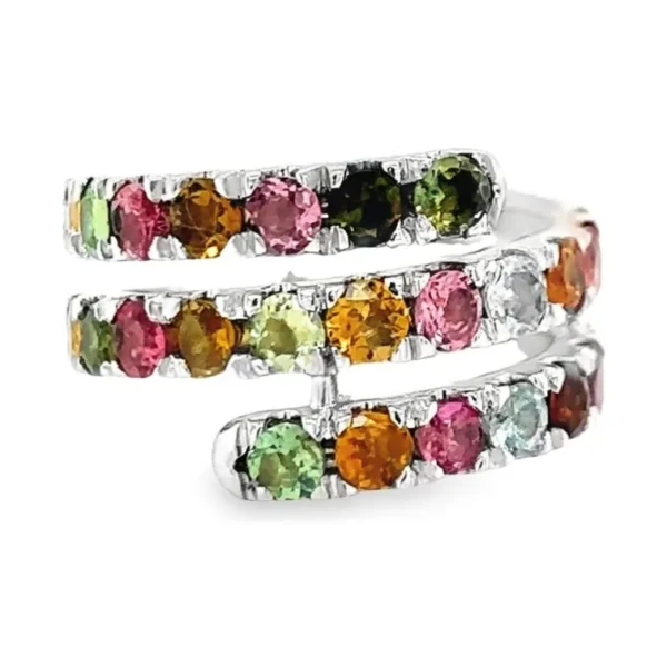 Multicolor Gemstone Bypass Ring