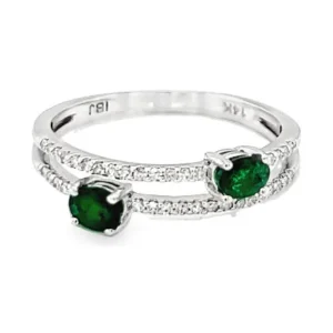 Emerald Diamond Double Ring