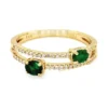 Emerald Diamond Double Ring