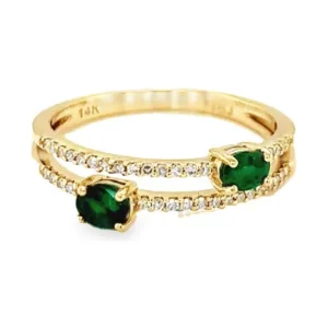 Emerald Diamond Double Ring
