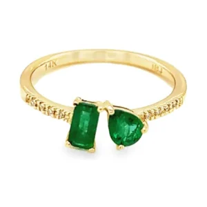 Emerald Two Stone Ring