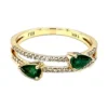 Pear Emerald Diamond Ring