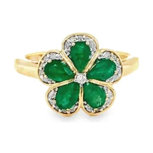 Emerald Flower Cluster Ring