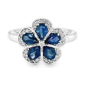 Floral Sapphire Diamond Ring