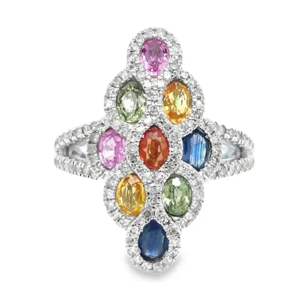 Multicolor Gemstone Cluster Ring
