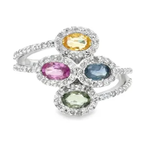Multicolor Gemstone Bypass Ring
