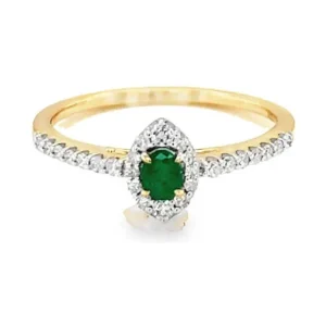 Emerald Diamond Halo Ring