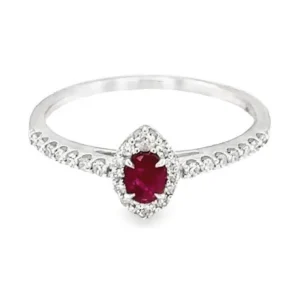 Oval Ruby Halo Ring