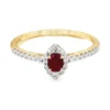 Oval Ruby Halo Ring