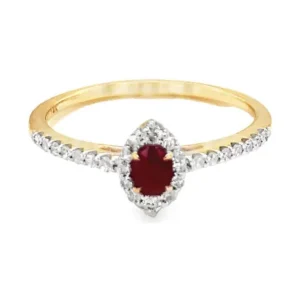 Oval Ruby Halo Ring
