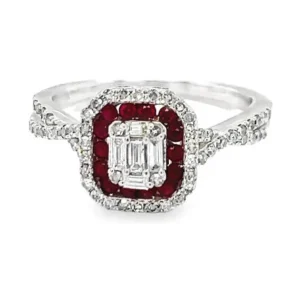 Ruby Halo Diamond Ring
