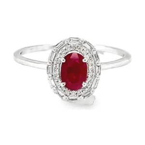 Oval Ruby Halo Ring