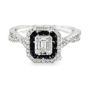 Sapphire Diamond Halo Ring