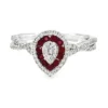 Pear Ruby Halo Ring
