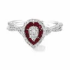 Pear Ruby Halo Ring