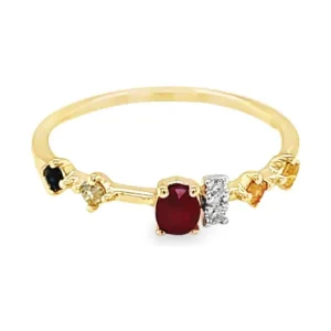 Multicolor Gemstone Cluster Ring