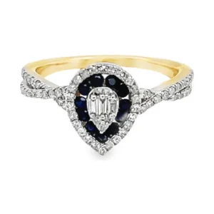 Pear Sapphire Halo Ring