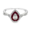 Pear Ruby Halo Ring
