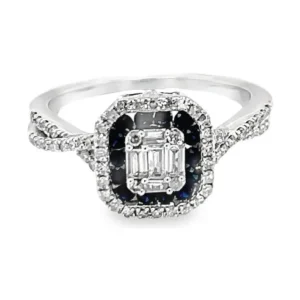 Sapphire Halo Diamond Ring