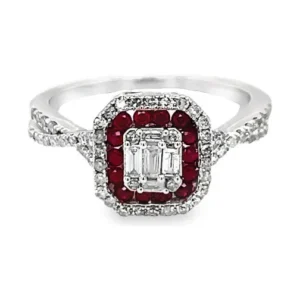 Ruby Halo Diamond Ring