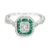 Emerald Diamond Halo Ring