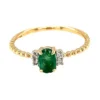 Oval Emerald Beaded Ring
