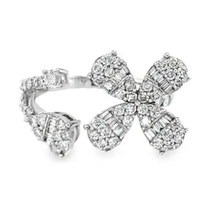 Floral Diamond Bypass Ring