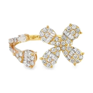 Diamond Butterfly Bypass Ring