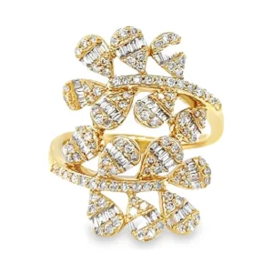 Diamond Floral Bypass Ring