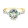 Emerald Halo Cluster Ring