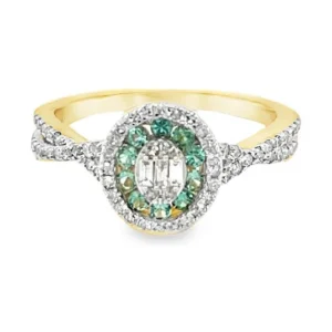 Emerald Halo Cluster Ring