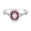 Ruby Halo Diamond Ring