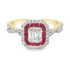 Ruby Halo Diamond Ring