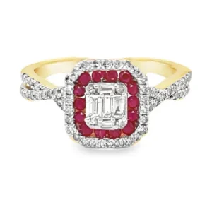Ruby Halo Diamond Ring