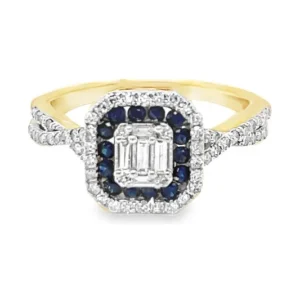 Sapphire Halo Diamond Ring
