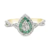 Pear Emerald Diamond Ring