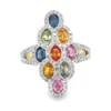 Multicolor Gemstone Cluster Ring