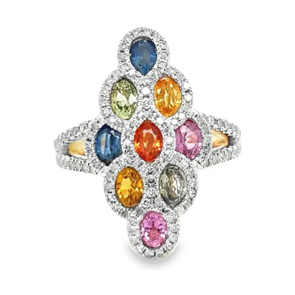 Multicolor Gemstone Cluster Ring