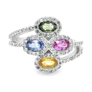 Multicolor Gemstone Bypass Ring