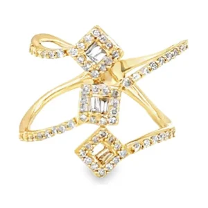 Geometric Diamond Open Ring