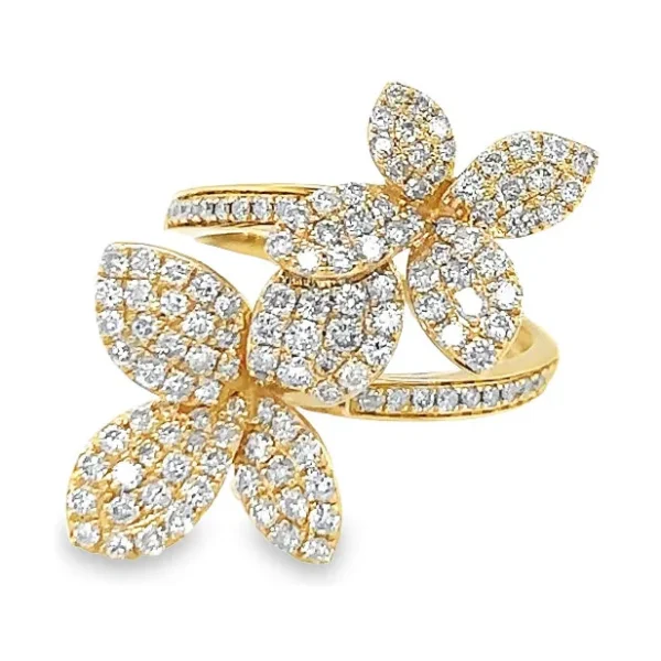 Diamond Floral Bypass Ring