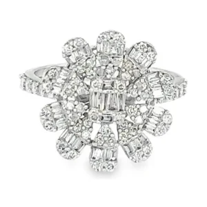 Diamond Cluster Floral Ring