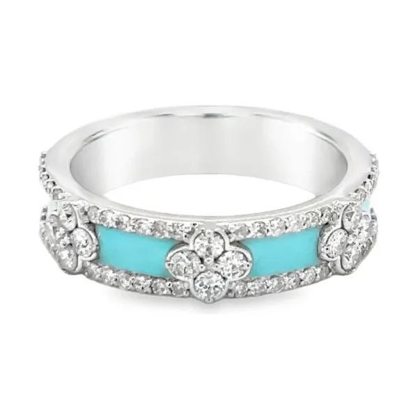 Turquoise Enamel Diamond Ring