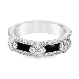 Black Enamel Diamond Ring