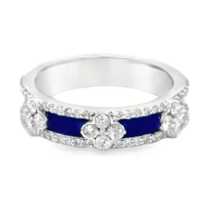 Lapis Diamond Floral Ring