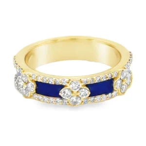 Lapis Diamond Floral Ring