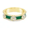 Green Enamel Diamond Ring