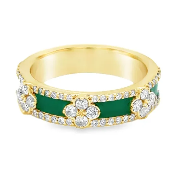 Green Enamel Diamond Ring